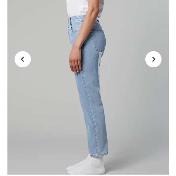 NWT STILL HERE TATE JEAN BLACK AND WHITE STRIPE in vintage blue - Picture 3 of 8